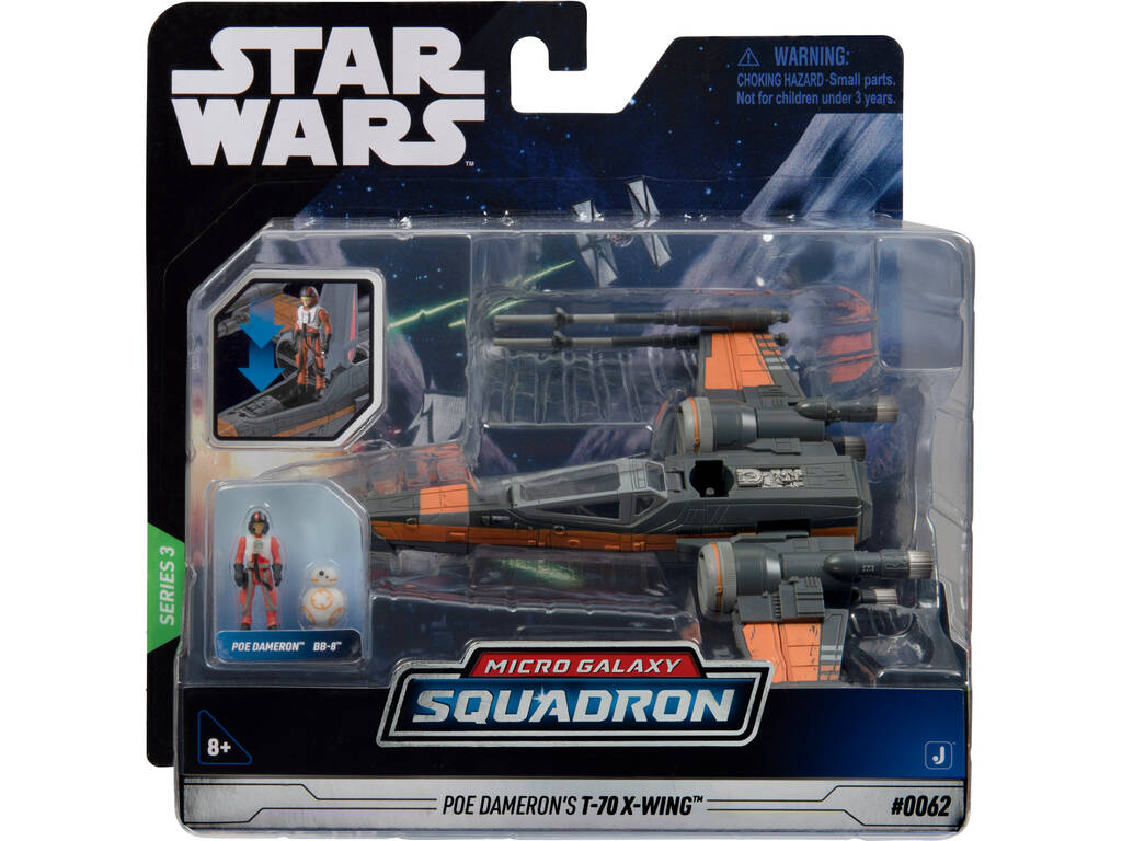 Star Wars Micro Galaxy Squadron T-70 X-Wing con figura di Poe Dameron e BB-8 Bizak 62610040