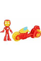 Marvel Spidey And His Amazing Friends Figura Iron Man con Moto Hasbro F9346