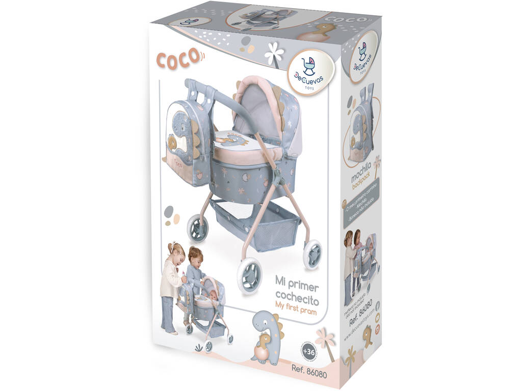 Carrinho de Bonecas Meu Primeiro Carrinho com Mochila Coco DeCuevas 86080