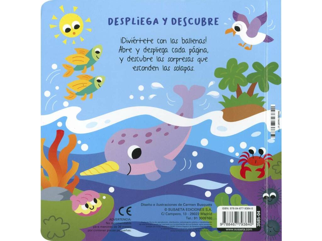 Livre dépliant et découvertes sur les baleines avec pop-ups et rabats