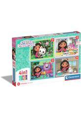 Puzzle Supercolor 4 em 1 Gabbys Doll House Clementoni 21524