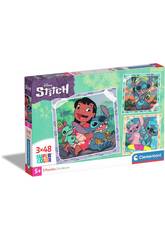 Puzzle Supercolor 3X48 Disney Stitch Clementoni 25321