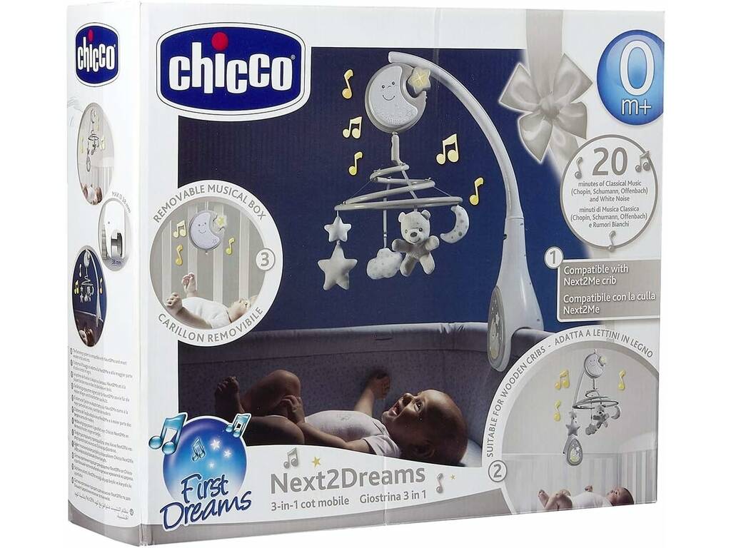 Mobile pour berceau Next2Dreams 3 en 1 avec lumière et sons