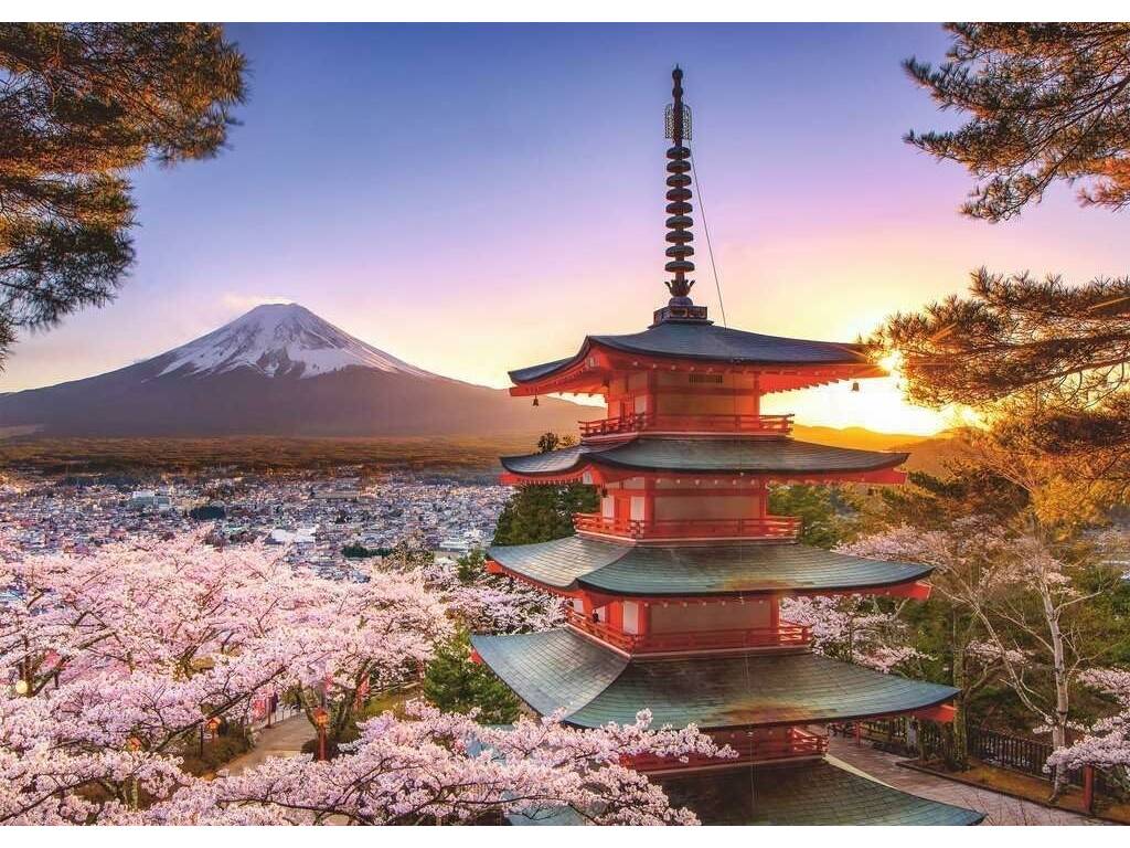 Puzzle 1.000 Piezas Flores De Cerezo Del Monte Fuji de Ravensburger 17090