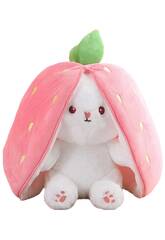 Peluche Reversibile Coniglietto Fragola di 25 cm.