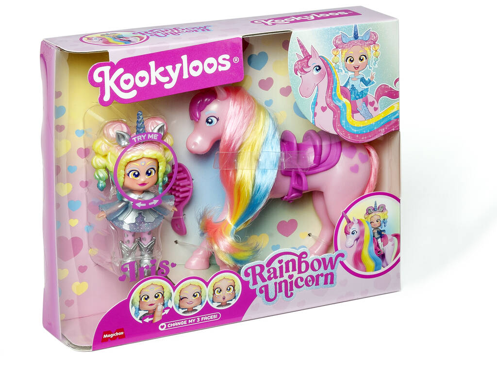 Kookyloos Regenbogen-Einhorn mit Iris-Puppen-Zauberbox PKLSP104IN130