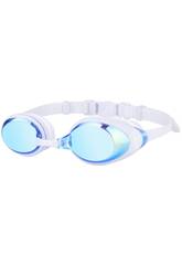 Weiße und blaue Schwimmbrille für Erwachsene mit Antibeschlag- und UV-Schutz