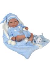 Reborn Baby Puppe Carlos 40 cm. mit Decke und Plüsch Arias 98036