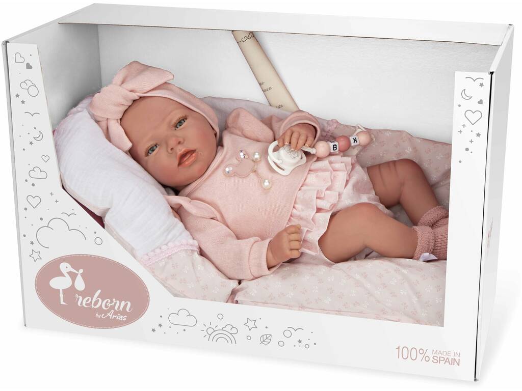 Boneca Bebé Reborn Alba Rosa 40 cm. com Almofada Arias 98121