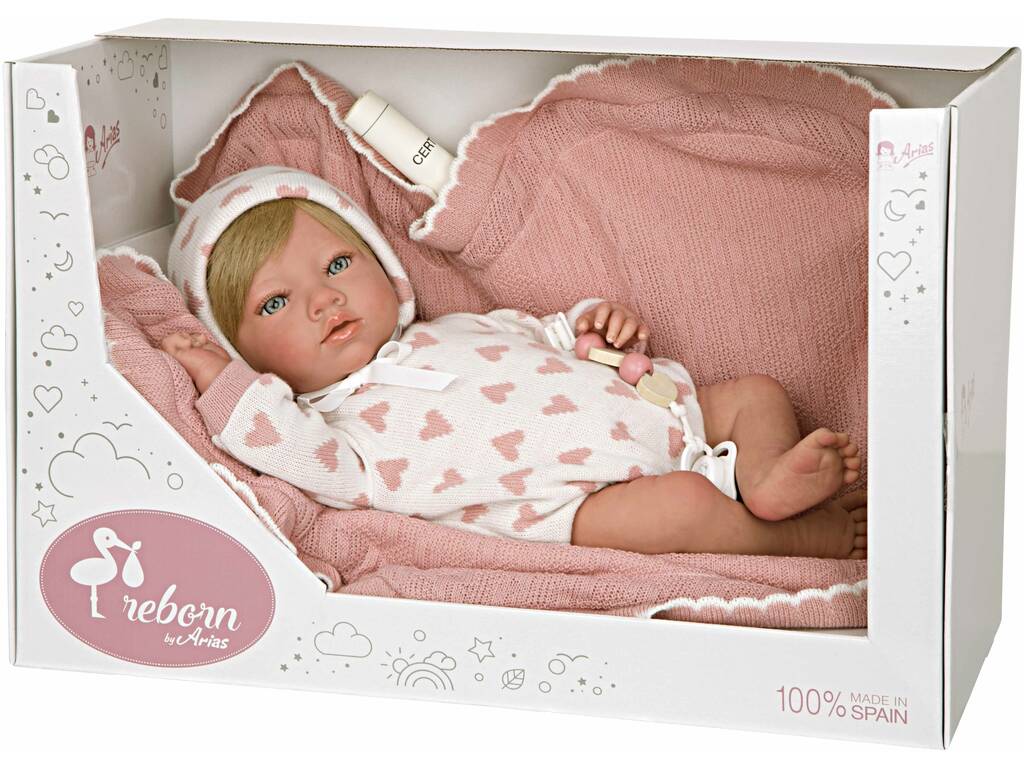 Boneca Bebé Reborn Cristina Rosa 40 cm. com Manta Arias 98141