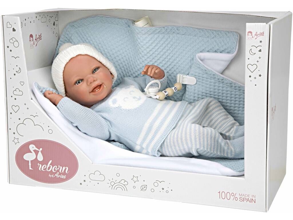 Reborn-Babypuppe Paulo Blau 40 cm mit Decke von Arias 98148