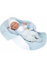 Reborn Baby Doll 40 cm. Paulo Bleu Avec Couverture Arias 98148