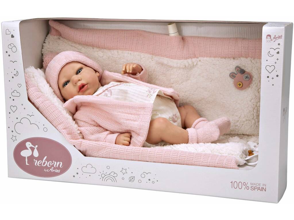 Reborn-Puppe 40 cm. Rosa Marta mit Decke von Arias 98165