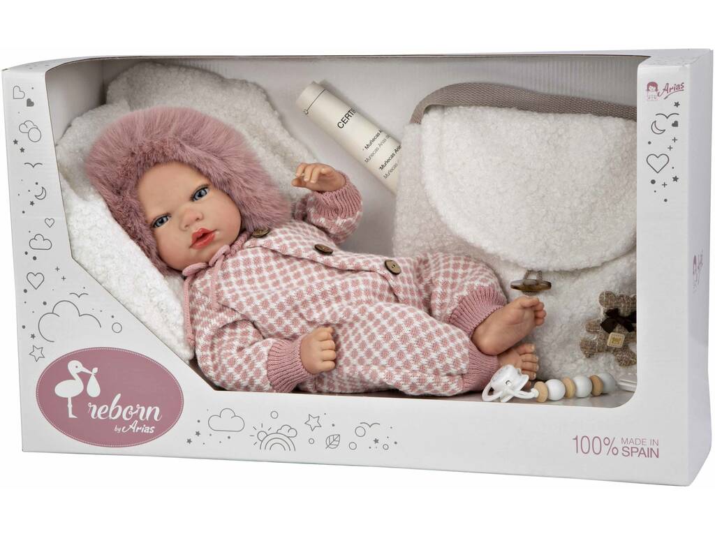 Reborn-Puppe 40 cm. Manuela Rosa mit Tasche und Kissen von Arias 98168