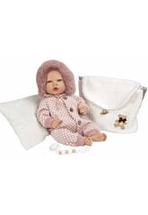 Poupe rincarne 40 cm. Manuela rose avec sac et coussin par Arias 98168