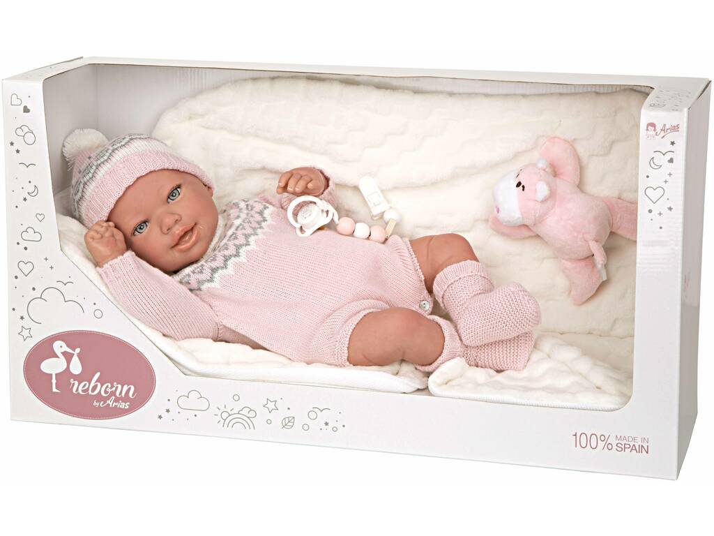 Boneca Reborn 45 cm. Anais com Manta e Peluche Arias 98152