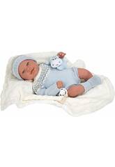 Bambola Reborn Bebè 45 cm. Ibai con coperta e peluche Arias 98153