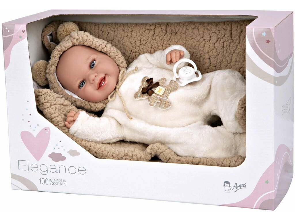 Puppe Elegance Babyto Brown 35 cm. mit Decke von Arias 60828