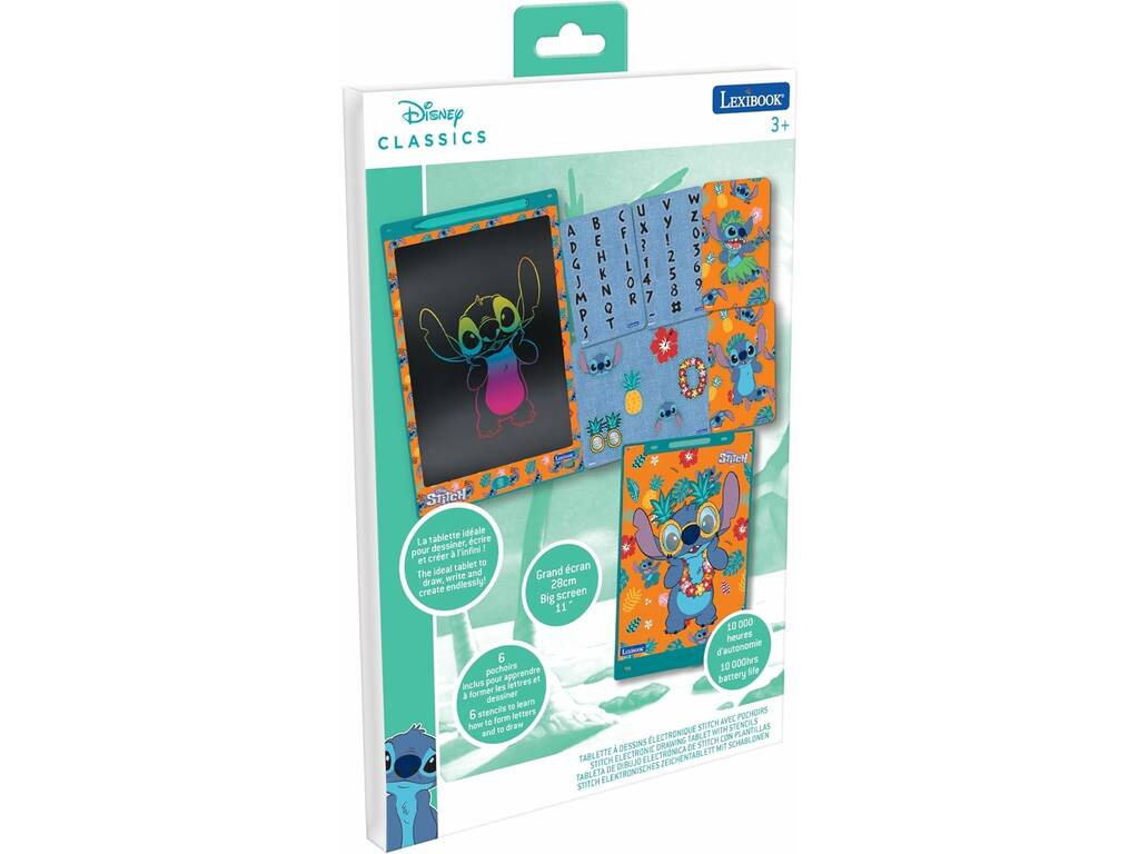 Disney Classics Stitch Tablette de dessin électronique avec pochoirs Lexibook CRT10D