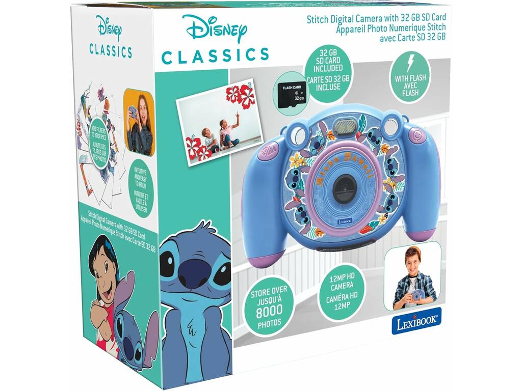 Disney Classics Fotocamera digitale 4 in 1 HD 12MP Stitch con flash Lexibook DJ080D