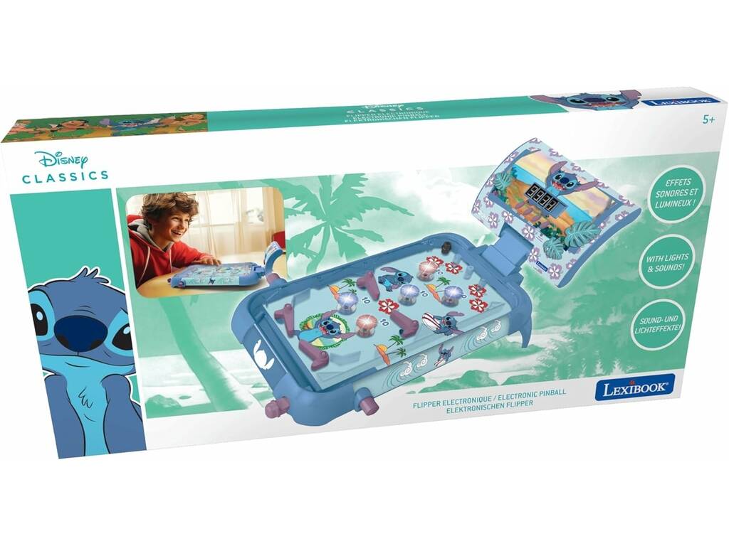 Disney Classics Pinball Eletrónico Stitch com Luzes e Sons Lexibook JG610D