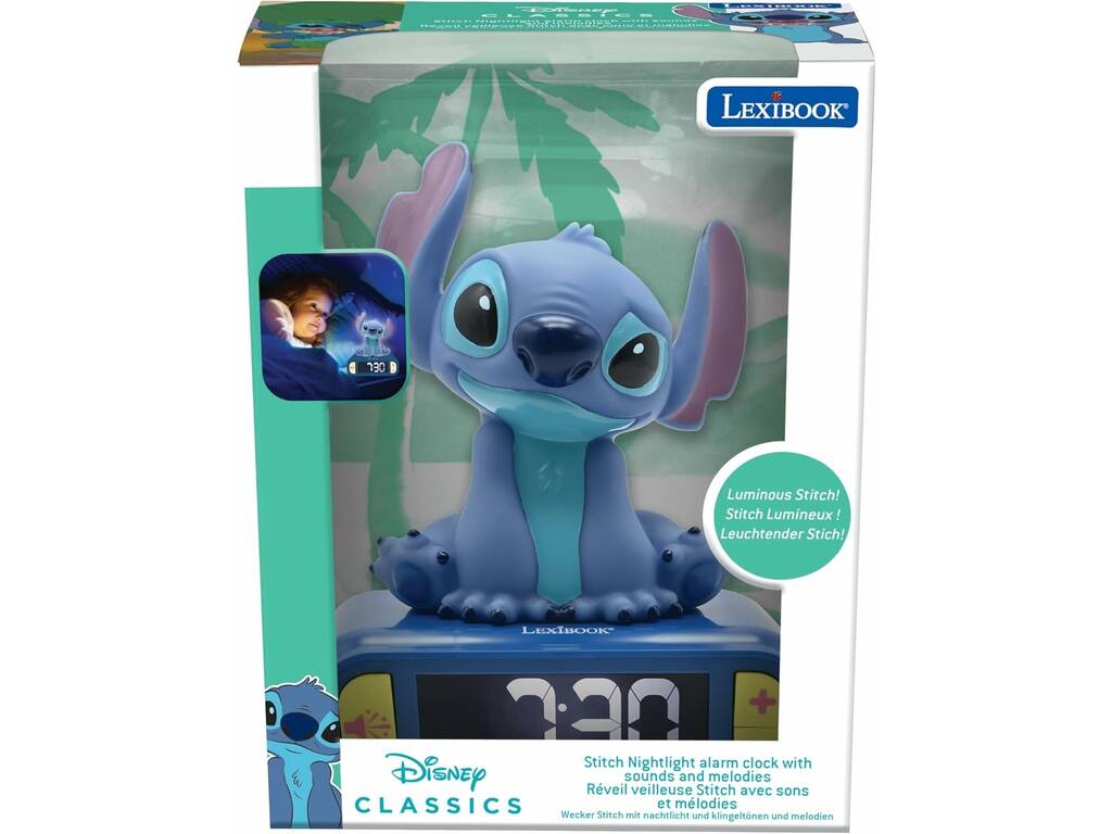 Disney Classics Despertador Digital Stitch 3D com Luz e Sons Lexibook RL800D