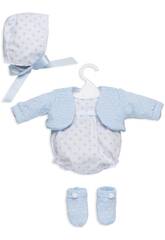 Neugeborenenoveralls 42 cm mit blauer Strickjacke von Berbesa T5114