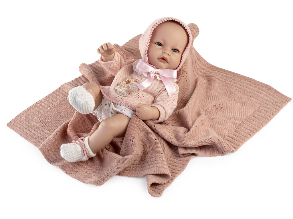 Neugeborenenpuppe Martina 42 cm mit Pullover und Schminkdecke von Berbesa 5500