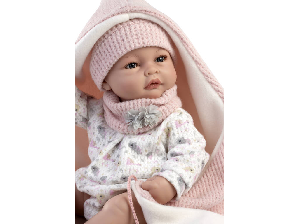 Neugeborenenpuppe Martina 42 cm mit Overall und Nana-Decke von Bebesa 5501