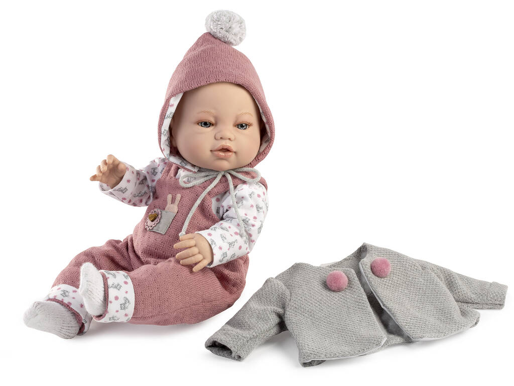 Muñeca Recién Nacida 42 cm. Chaqueta Gris y Gorrito de Berbesa 5124