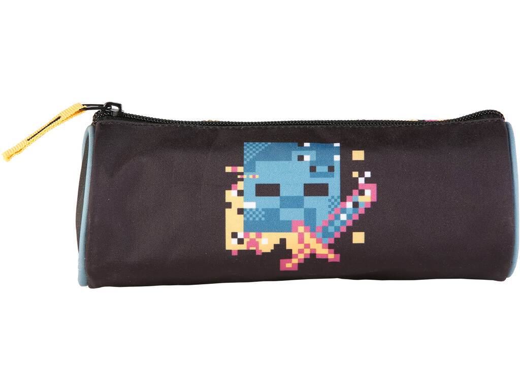 Minecraft Pixel Portatodo Redondo Forrado Toybags T106-961