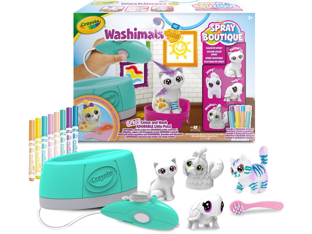 Crayola Washimals Pets Spray Boutique con 4 Mascotas