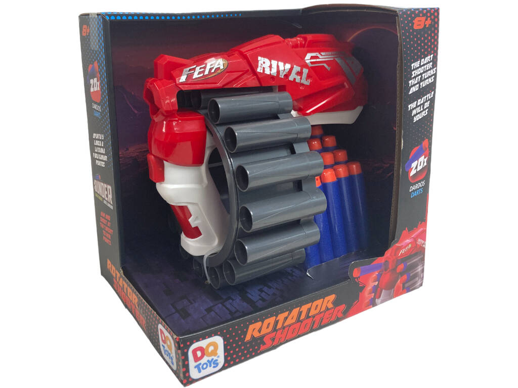 Bunder Red Rotator Shooter avec 20 fléchettes en mousse