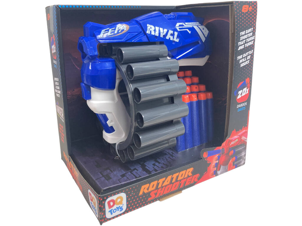 Bunder Lanzador Azul Rotator Shooter con 20 Dardos de Foam