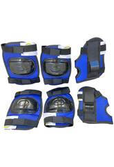 Set Protecciones Multideporte Talla L para Nios con Coderas, Rodilleras y Muequeras Azules