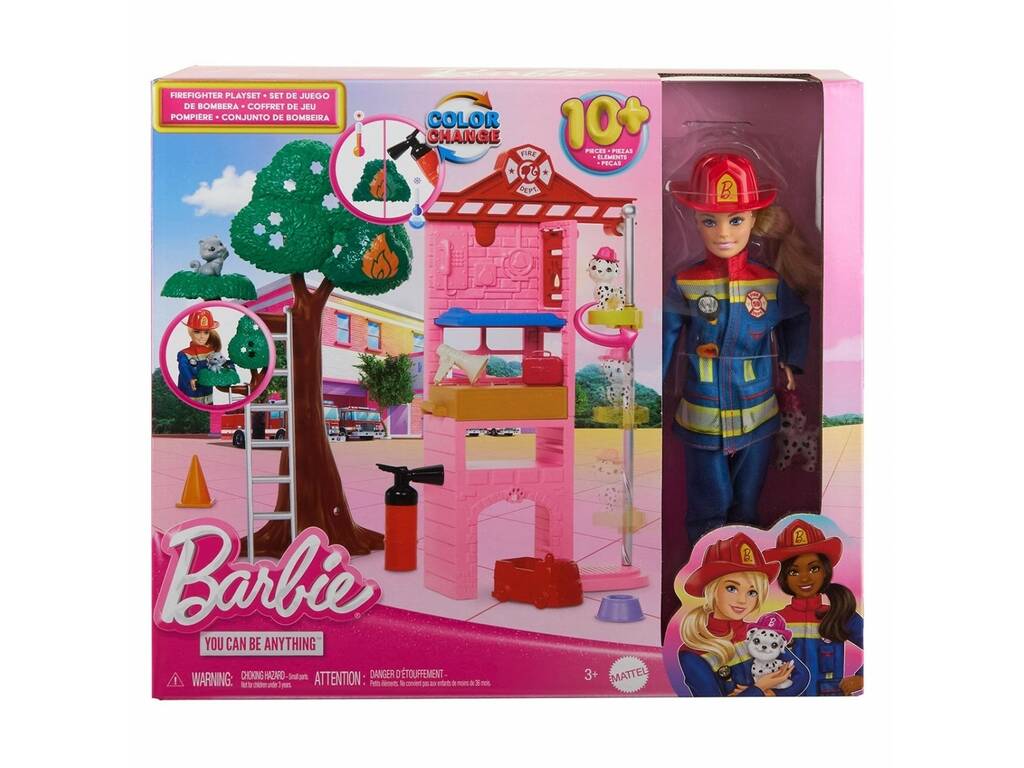 Barbie Bombeira Com Estação De Bombeiros de Mattel HRG55