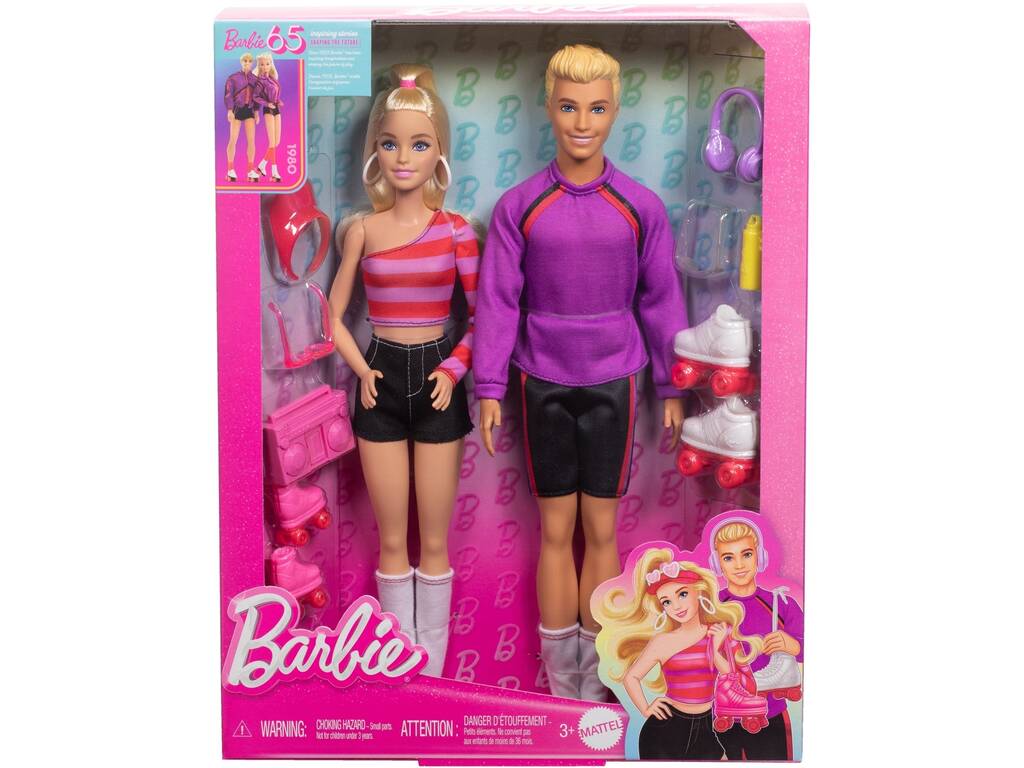 Babie e Ken 65.º Aniversário Pack Patinadores com Acessórios da Mattel HXK90