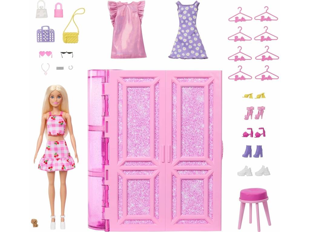 Barbie Dream Closet Puppe, Outfit und Accessoires von Mattel HXD58