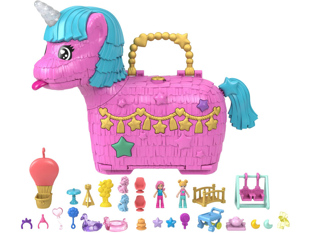 Polly Pocket Cofre Mini Bonecas Unicornio Partyland Mattel HYD96