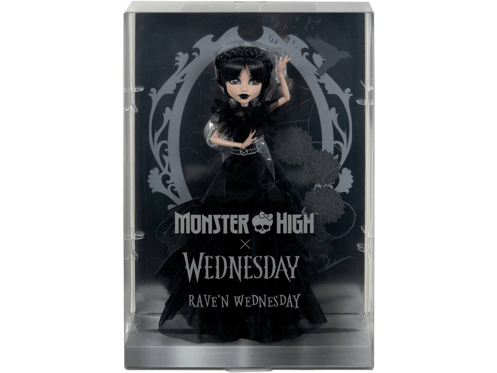 Monster High Wednesday Muñeca Miércoles con Vestido del Baile Rave'n Mattel HXJ03