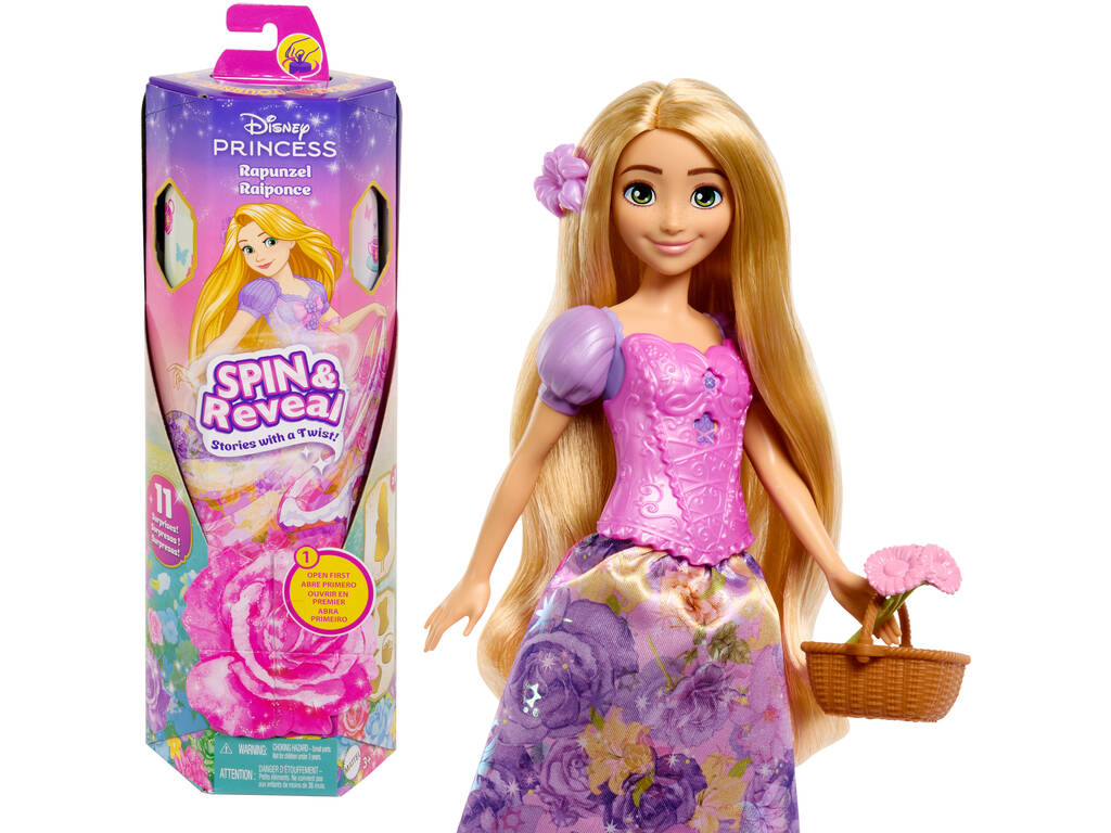 Princesas Disney Muñeca Rapunzel Spin And Reveal de Mattel HTV86