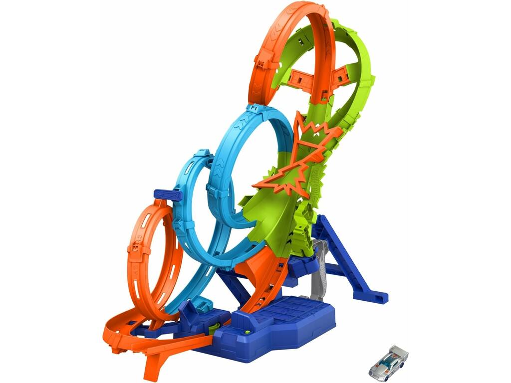 Hot Wheels Action Colisión De 4 Loopings Mattel HXR70