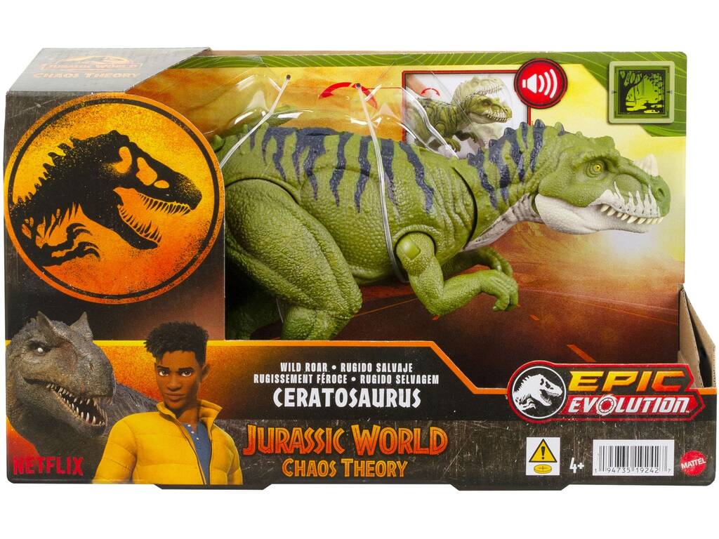 Jurassic World Chaos Theory Figura Ceratosaurus Rugido Salvaje Mattel HTK74