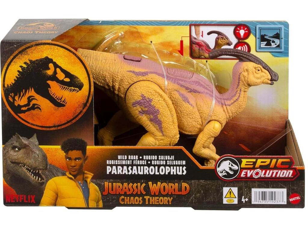 Jurassic World Chaos Theory Figura Parasaurolophus Rugido Selvagem Mattel HTK75