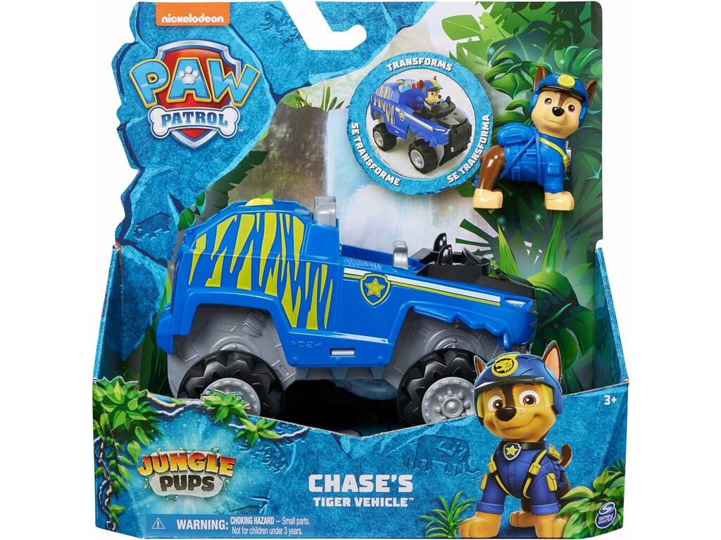 Patrulla Canina Jungle Pups Figura Chase con Vehículo Tiger Spin Master 6067758