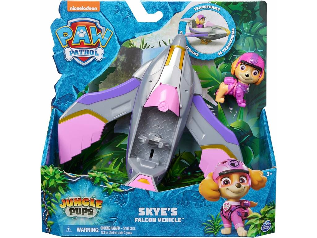 Patrulla Canina Jungle Pups Figura Skye con Vehículo Falcon Spin Master 6067760