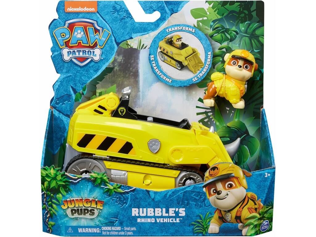 Patrulha Pata Jungle Pups Figura Rubble com Veículo Rhino Spin Master 6067761