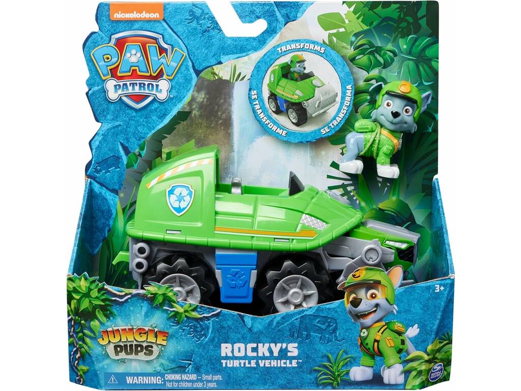 Paw Patrol Jungle Pups Rocky Figure avec Turtle Spin Master Vehicle 6067763