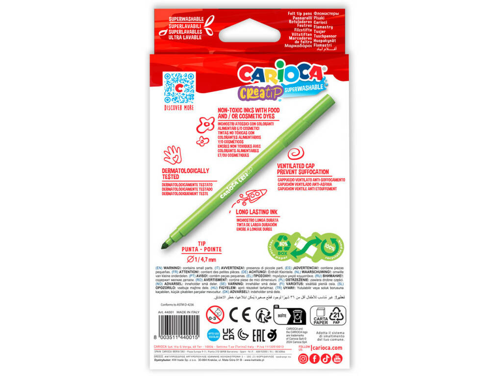 Pack di 10 penne Creatip con punta doppia Carioca 44001