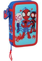 Plumier Doble Pequeo 25 Piezas Spiderman Neon de Safta 442432854